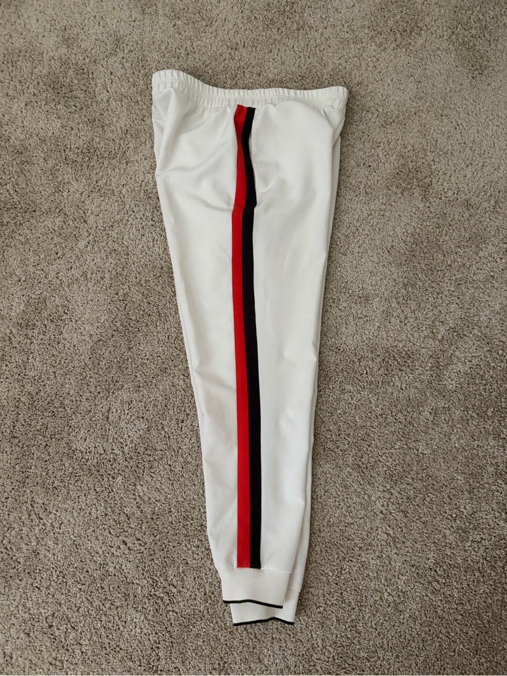 IMAN White Elastic Waist Pants with Black Logo Tag